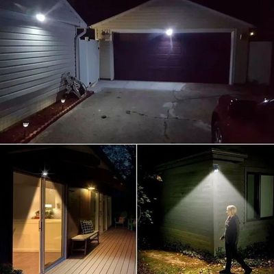 Luminária Parede Solar 30 Leds Sensor Movimento Luz Preto
