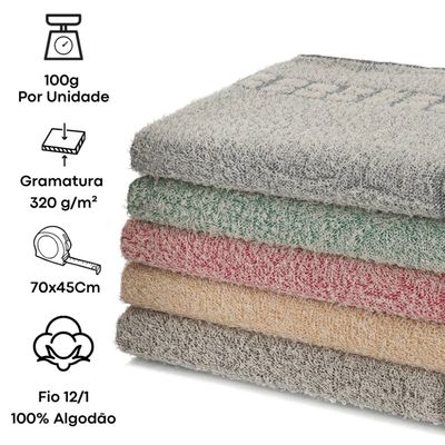 Kit 5 Toalhas Piso Atoalhado Estampa Pézinho 45x70 Beka