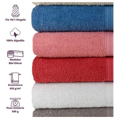 Kit 5 Toalhas Super Grossa Felpuda E Macia 80x150cm Beka Branco