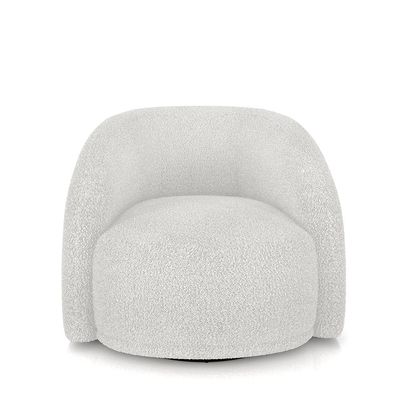 Poltrona Decorativa Jenny Base Giratória em Metal Preto Bouclê Branco G45 - Gran Belo