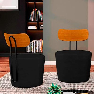 Poltrona Decorativa Addams Veludo Preto - Gran Belo