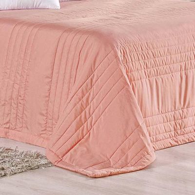 Kit Cobre Leito Colcha Dobby King 3 Peças Matelado 180 Fios - Goiaba