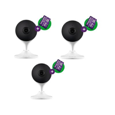 Kit 3 Câmeras de Segurança iMX branca Wi-fi Full hd Intelbras com Cartão 32gb Purple Intelbras