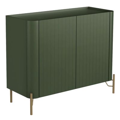 Aparador Buffet Sala de Jantar 2 Portas Brise Pés Industrial Dourado Naim I03 Musgo - Lyam Decor