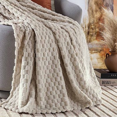 Cobertor Manta Confy Ultrasoft Flannel Queen 2,40m x 2,20m Texturizado 01 Peça - Baunilha