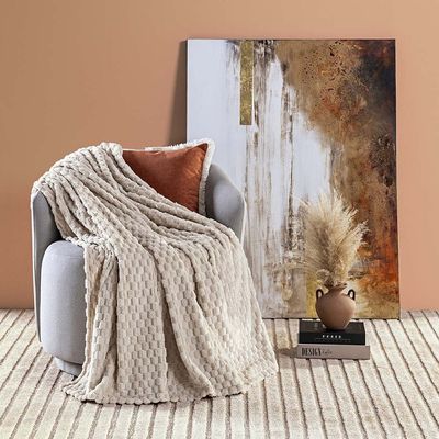 Cobertor Manta Confy Ultrasoft Flannel Queen 2,40m x 2,20m Texturizado 01 Peça - Baunilha