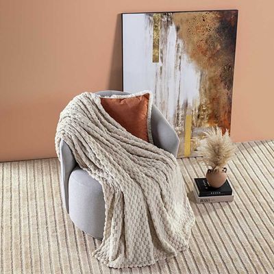 Cobertor Manta Confy Ultrasoft Flannel Queen 2,40m x 2,20m Texturizado 01 Peça - Baunilha