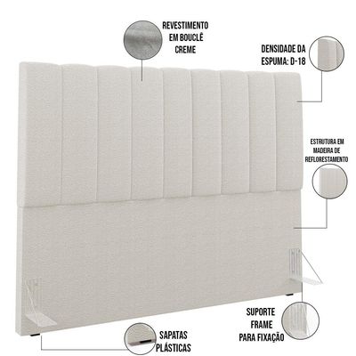 Cabeceira Cama Box Casal King 195 cm Dália W01 Bouclê Creme - Lyam Decor