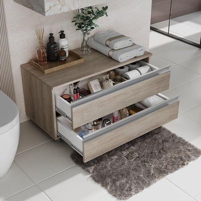 Gabinete Banheiro Rodinhas Joia 80cm 02 Gavetas Madeirado Inteiro
