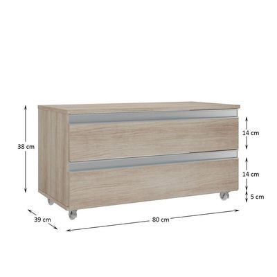 Gabinete Banheiro Rodinhas Joia 80cm 02 Gavetas Madeirado Inteiro