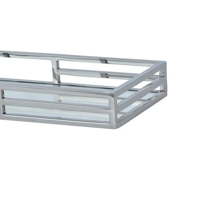 Bandeja retangular em aço inox com espelho Fracalanza 40x20x6cm