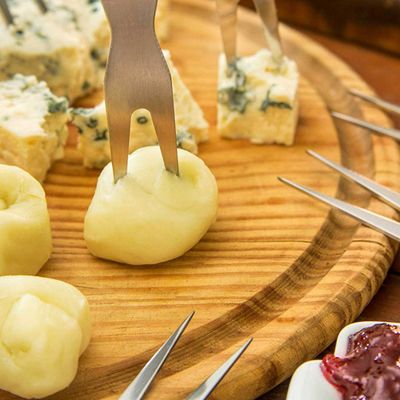 Faca Garfo Queijo Camarao Manteiga Jogo Aço Inox Prata 3un