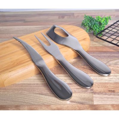 Faca Garfo Queijo Camarao Manteiga Jogo Aço Inox Prata 3un