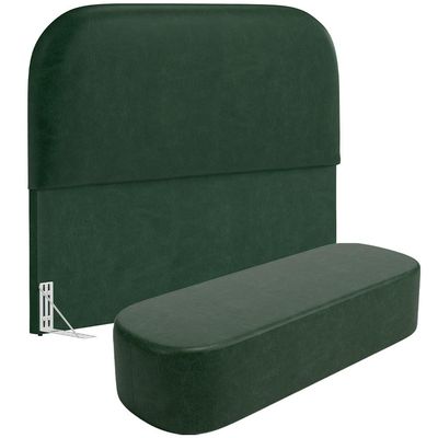 Cabeceira Cama Box Casal 140cm Lanna com Puff Recamier Doha W01 Couríssimo Verde - Lyam Decor