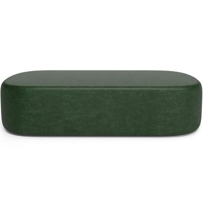 Cabeceira Cama Box Casal 140cm Lanna com Puff Recamier Doha W01 Couríssimo Verde - Lyam Decor