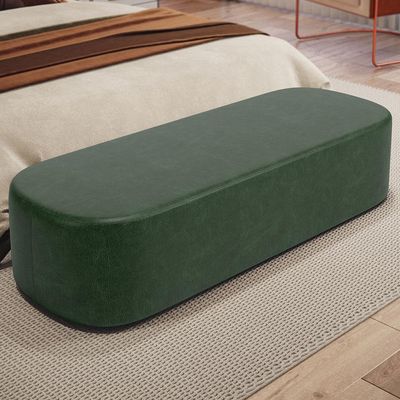 Kit 02 Puffs Decorativos Orgânicos Para Living Quarto 140cm Doha W01 Couríssimo Verde Musgo - Lyam Decor