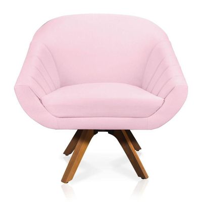 Kit 01 Namoradeira 02 Lugares E 01 Poltrona Giovana Suede tonalidade em Rosa Bebê