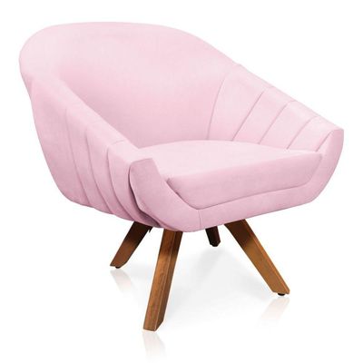 Kit 01 Namoradeira 02 Lugares E 01 Poltrona Giovana Suede tonalidade em Rosa Bebê