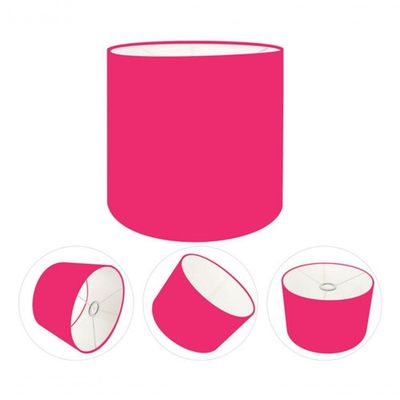 Cúpula Abajur E Luminária Cilíndrica Vivare Cp-7008 ø20x25cm - Bocal Nacional Rosa-pink