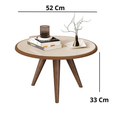 Mesa De Centro Tampo Redondo 52x33cm Grazy Off White-freijó