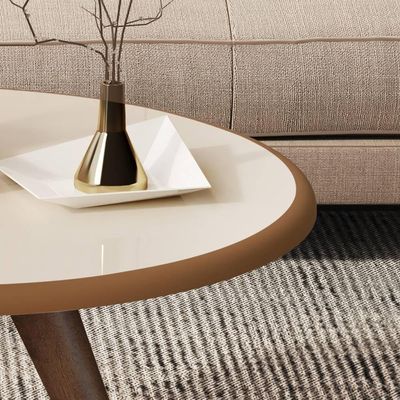 Mesa De Centro Tampo Redondo 52x33cm Grazy Off White-freijó