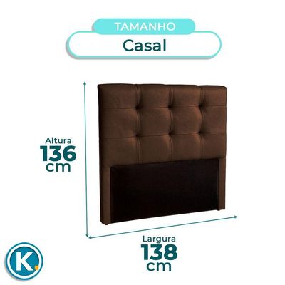 Cabeceira Estofada Casal Alice Nature Material Sintético Marrom 138x136