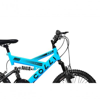Bicicleta Gps Aro 20 Dupla Suspensão 21 Marchas Colli Azul Claro