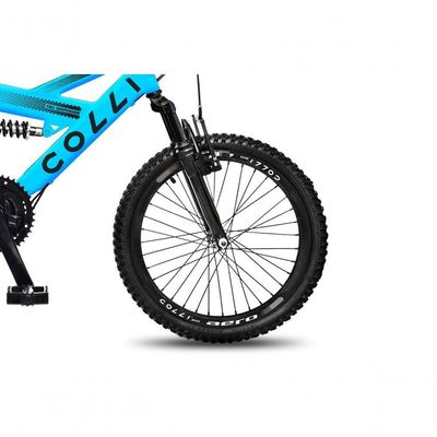Bicicleta Gps Aro 20 Dupla Suspensão 21 Marchas Colli Azul Claro