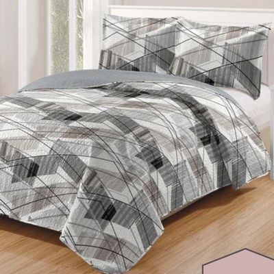 Kit Cobre Leito Colcha Daily King 3 Peças Dupla Face Estampado - Modelo 64 - 100% Poliéster