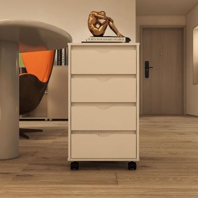 Gaveteiro Multiuso 4 Gavetas Com Rodizios Branco Branco