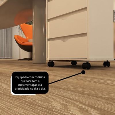 Gaveteiro Multiuso 4 Gavetas Com Rodizios Branco Branco