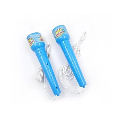 Kit Microfone Infantil Duplo Com Pedestal Conecta No Celular Som E Luz De Led Karaoke Rock Hero Squad Menino