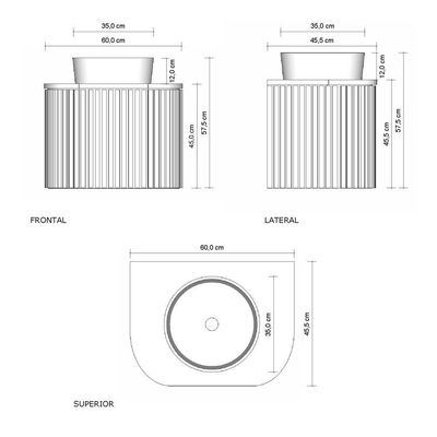 Gabinete Para Banheiro Suspenso Manchester 60cm Preto