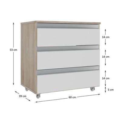 Gabinete Banheiro Rodinhas Joia 60cm 03 Gavetas Madeirado Branco