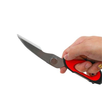 Tesoura Culinaria P- Casa Cozinha Corta Desossa Limpa Peixe Carne Frango 6 Em 1 Vermelho