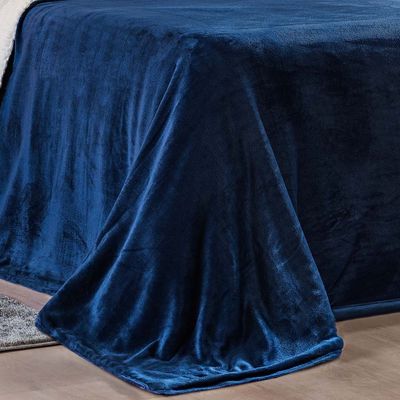Cobertor Fênix King Sherpa Pele de Carneiro + Mantinha Flannel 1 Peça - Azul Marinho