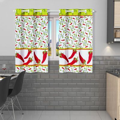 Cortina Gourmet Varão Cozinha Tecido Oxford 2,00m X 1,30m - Pimenta Verde