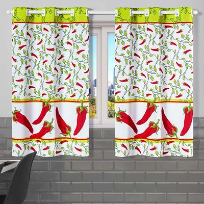 Cortina Gourmet Varão Cozinha Tecido Oxford 2,00m X 1,30m - Pimenta Verde