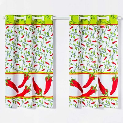 Cortina Gourmet Varão Cozinha Tecido Oxford 2,00m X 1,30m - Pimenta Verde
