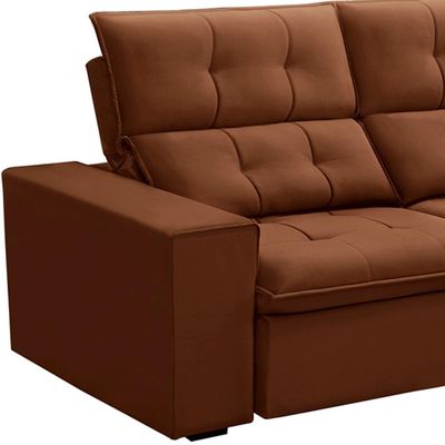 Sofá Retrátil Reclinável Para Sala 3 Lugares 210cm Vincent F04 Veludo Terracota - Lyam Decor