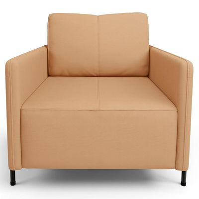 Kit 2 Poltronas Decorativa Para Sala Living Pés Industrial Domani L06 Couro Capuccino - Lyam Decor