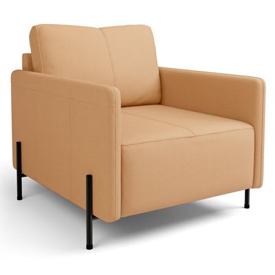 Kit 2 Poltronas Decorativa Para Sala Living Pés Industrial Domani L06 Couro Capuccino - Lyam Decor