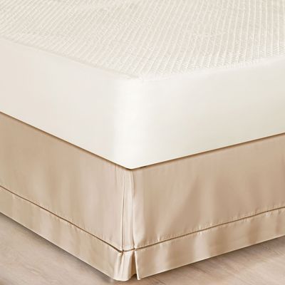 Saia Cama Casal King Box Percal 180 Fios Acabamento em Ponto Palito - Cáqui