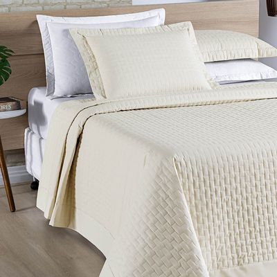 Cobre Leito Harmonia Casal King Tecido Percal 200 Fios Algodão Premium Luxo Toque Macio - Palha