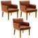 Kit 3 Poltronas Decorativas Para Sala De Estar E Recepção Beatriz W01 Couríssimo Camel - Lyam Decor