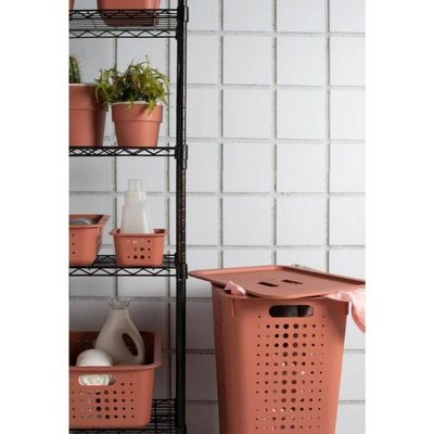Kit 2 Cestos Roupas 47L Chumbo OU com Tampa Organizador Banh