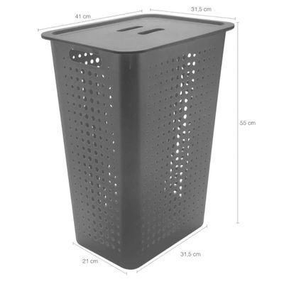 Kit 2 Cestos Roupas 47L Chumbo OU com Tampa Organizador Banh