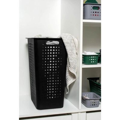 Kit 2 Cestos Roupas 47L Chumbo OU com Tampa Organizador Banh