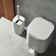Kit Lixeira de Banheiro 6L Basculante E Escova Sanitária 30cm Aura Bege Ou Adesivo Piso Parede