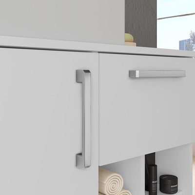 Armário Balcão Gabinete Para Banheiro 70cm Com 01 Gaveta 01 Porta Bia B06 Branco - Lyam Decor